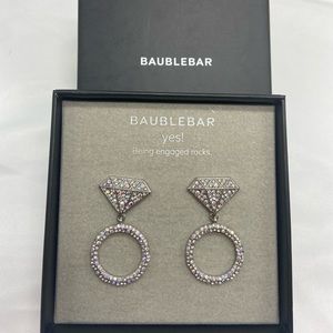BaubleBar Yes! Pave Diamond Engagement Ring Drop Earrings New